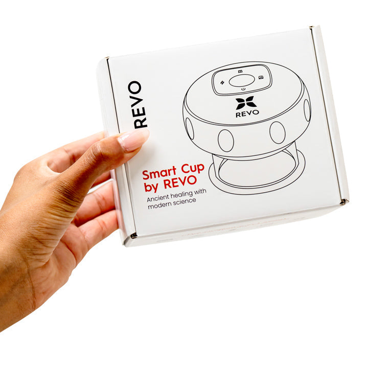 REVO Smart Cupping Massager instruction guide and product packaging