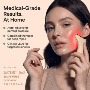 REVO Face Genie brightening skincare before and after graphic