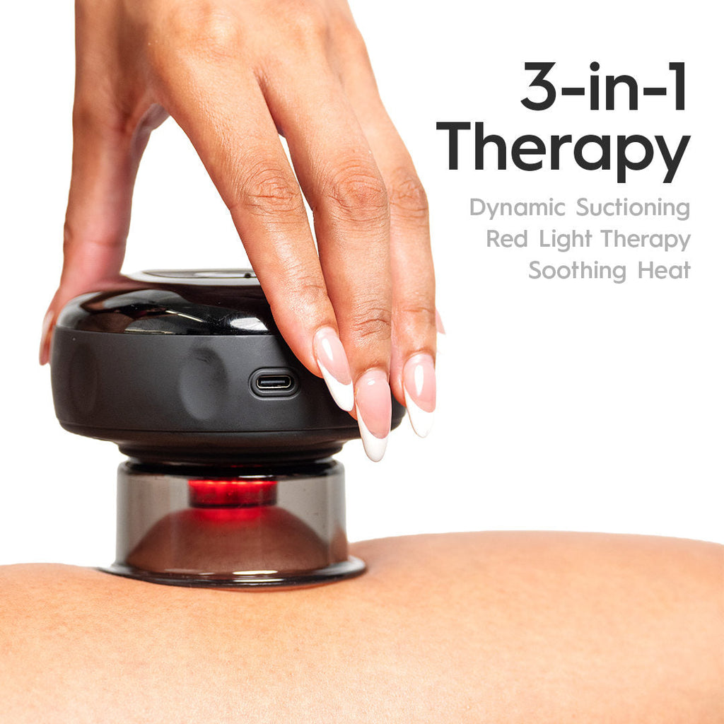 REVO Smart Cupping Massager using suction and heat on the back
